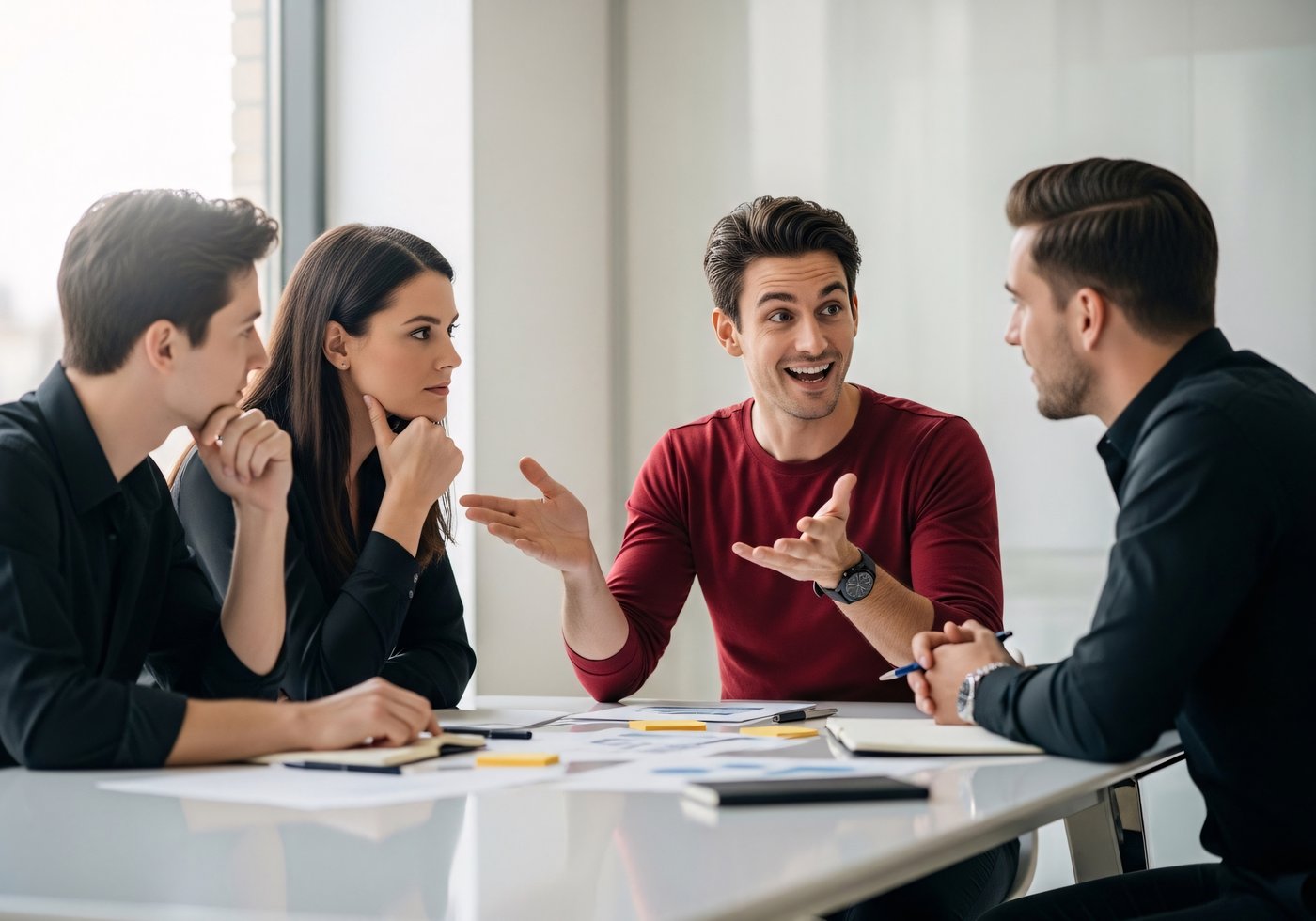 Equipo en sesión de discusión estratégica